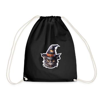 Halloween Katze - Turnbeutel - Schwarz - Vorne