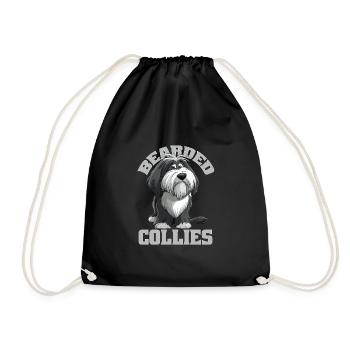 Bearded Collie Gift Dog Master Mistress - Drawstring Bag - black - Front