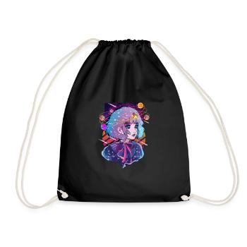 Anime Solar System Dizzy Planets - Drawstring Bag - black - Front