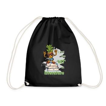 Funny Sayings Literature Books Writing Pineapple - Drawstring Bag - black - Front