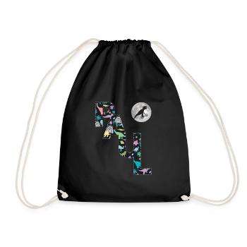 PAUL - Beautiful boy name with dinosaur - Drawstring Bag - black - Front