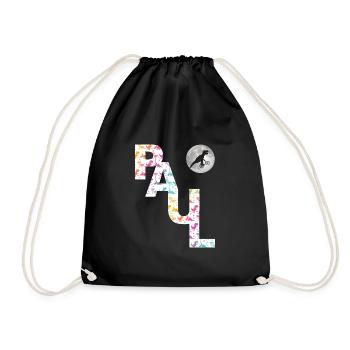PAUL - Beautiful boy name with dinosaur - Drawstring Bag - black - Front