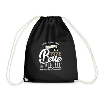 anniversaire 52 ans fille belle et rebelle 1972 - Sac de sport léger - noir - Devant