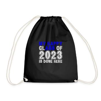 My Happy Class Is Done Here 2023 Retro Senior - Drawstring Bag - black - Front