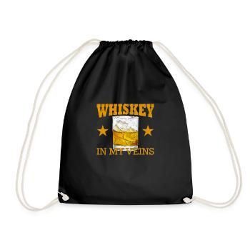 Whiskey In My Veins Vintage Funny Drinking - Turnbeutel - Schwarz - Vorne