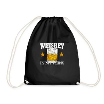 Whiskey In My Veins Vintage Funny Drinking - Turnbeutel - Schwarz - Vorne