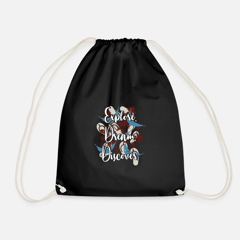 to travel - Drawstring Bag - black