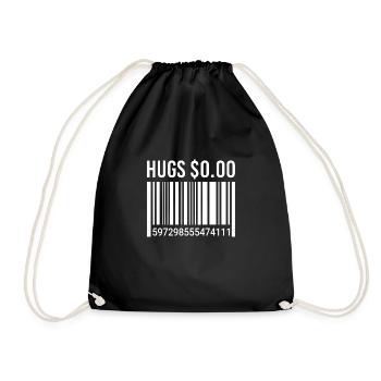 Funny Hugs For Zero Dollars Barcode - Turnbeutel - Schwarz - Vorne