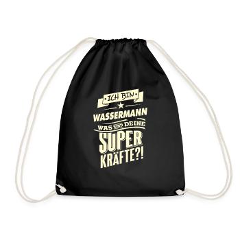 Superkräfte Wassermann Rahmenlos Sternzeichen Ge - Turnbeutel - Schwarz - Vorne