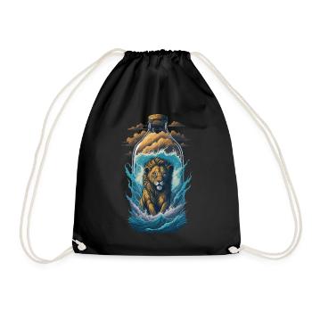 Lion Bottle - Drawstring Bag - black - Front