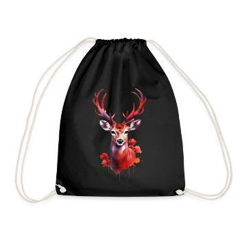 Red deer in the sea of flowers - Drawstring Bag - black - Front