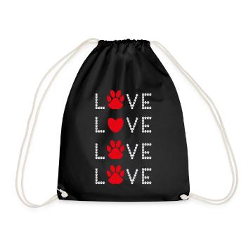 Love Hundepfoten mit rotem Herz und viel Liebe. - Turnbeutel - Schwarz - Vorne