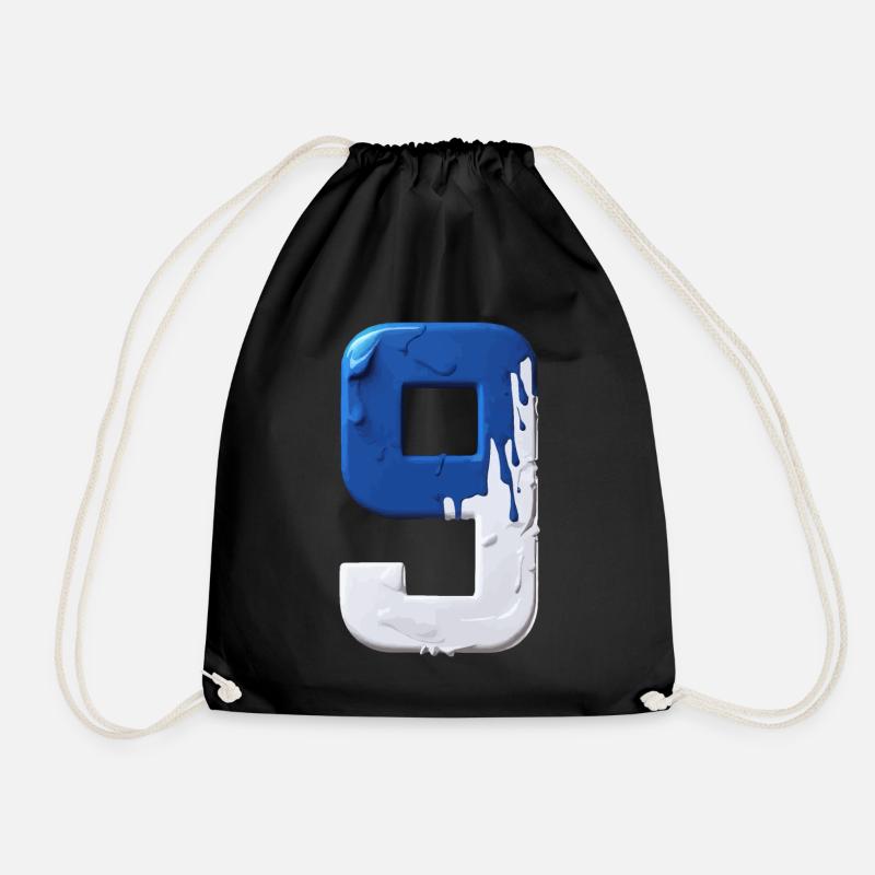 NR. 9 NUMMER 9 BLAU WEIß 9. GEBURTSTAG - Turnbeutel - Schwarz