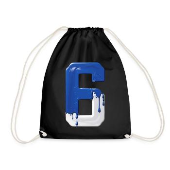 NR. 6 NUMMER 6 BLAU WEIß 6. GEBURTSTAG - Turnbeutel - Schwarz - Vorne