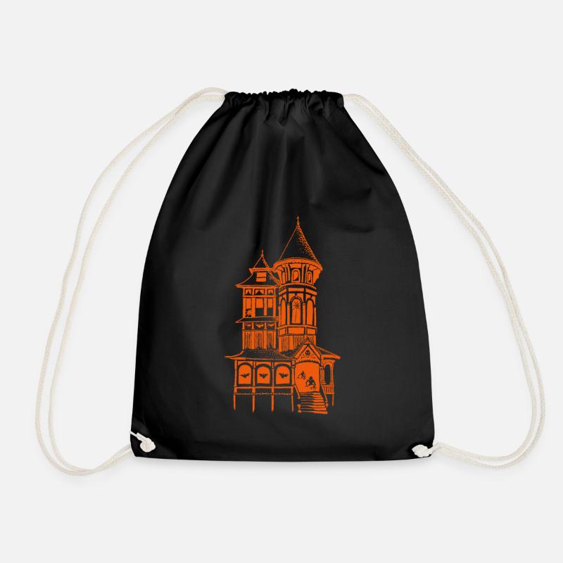 Mansion Spooky Halloween - Drawstring Bag - black