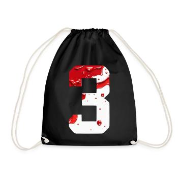 NO. 3 NUMBER 3 RED WHITE 3RD BIRTHDAY - Drawstring Bag - black - Front