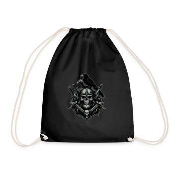 Portrait viking avec un grand corbeau et des épées - Sac de sport léger - noir - Devant