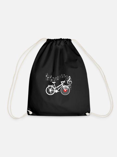 Fahrrad Plattenspieler Vinyl Musiknoten - Turnbeutel - Schwarz