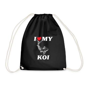 I love my Koi carp - Drawstring Bag - black - Front