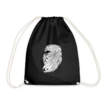 Eagle in Vintage Tattoo Tribal Feather Style - Drawstring Bag - black - Front