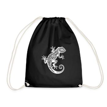 Niedlicher Tribal Tattoo Gecko an der Wand - Turnbeutel - Schwarz - Vorne