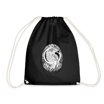 Eagle as coat of arms logo in tattoo feather style - Drawstring Bag - black - Front