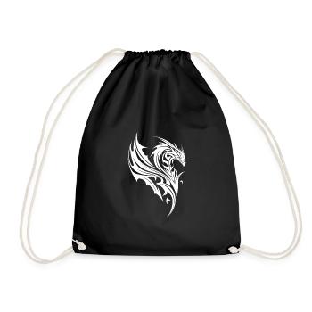 Dragon in tattoo style with wings - Drawstring Bag - black - Front