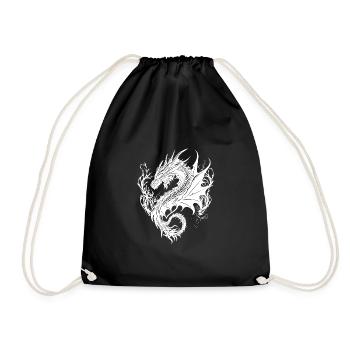 Grimmiger vintager Drache im Schuppenkleid - Turnbeutel - Schwarz - Vorne