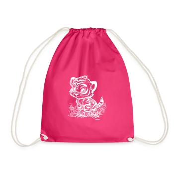 Cute little tiger with cute stripe pattern - Drawstring Bag - fuchsia - Front