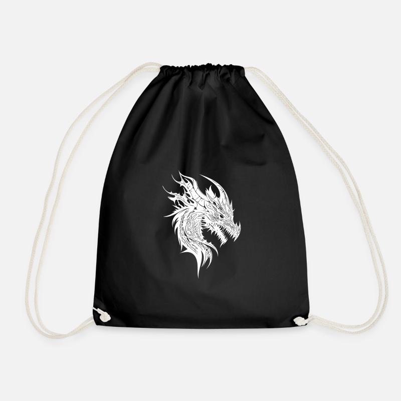 Grimmiger Vintager Drache im Natur Schuppenkleid - Turnbeutel - Schwarz