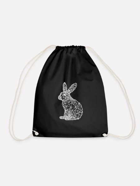 Süsser Geometrischer Hase Kleines Linien Kaninchen - Turnbeutel - Schwarz