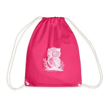 Süsser kleiner vintager Kautz auf einem Ast - Turnbeutel - Fuchsia - Vorne