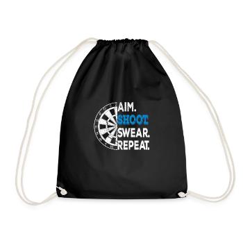 Darts Funny Aim Shoot Swear Darts Player - Turnbeutel - Schwarz - Vorne