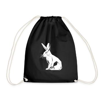Geometric Bunny Cute Geometry Rabbit - Drawstring Bag - black - Front