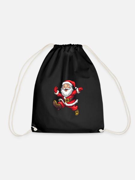 Niedlicher lustiger Weihnachtsmann mit Bart - Turnbeutel - Schwarz