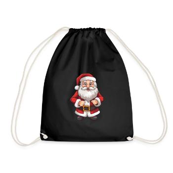 Putziger Weihnachtsmann mit Bart und Mütze - Turnbeutel - Schwarz - Vorne