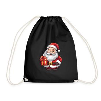Christmas Santa Claus with beard and hat - Drawstring Bag - black - Front