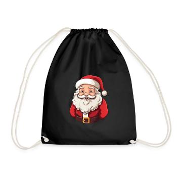 Cute little Santa Claus with beard and hat - Drawstring Bag - black - Front