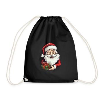 Funny classic Santa Claus with beard - Drawstring Bag - black - Front