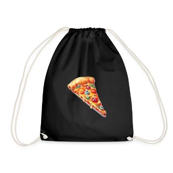 Lustiger Pizzaflüsterer Feinschmecker Pizzastück - Turnbeutel - Schwarz - Vorne