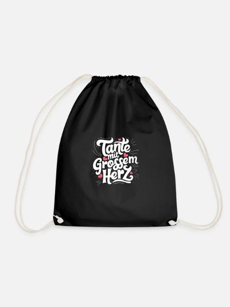 Tante Herz Liebe Beste Geburtstag Weihnacht - Turnbeutel - Schwarz