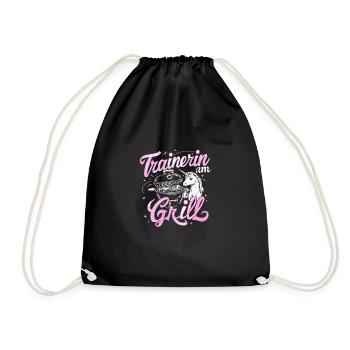 Trainerin Grill-Coach Lustige Frau Fitness Danke - Turnbeutel - Schwarz - Vorne