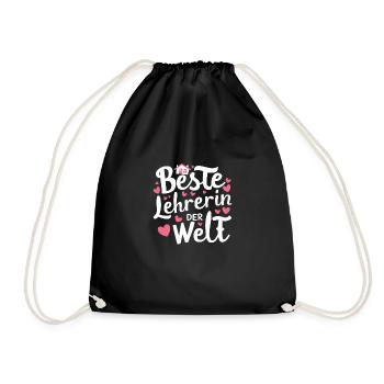 Beste Lehrerin Welt Dankeschön Lehrergeschenk - Turnbeutel - Schwarz - Vorne