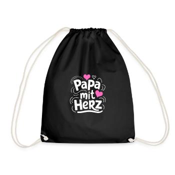 Papa mit Herz Du wirst Papa Bester Papa Vatertag - Turnbeutel - Schwarz - Vorne