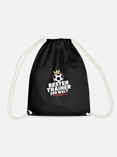 Bester Trainer Welt Fußball Dankeschön Pokal - Turnbeutel - Schwarz
