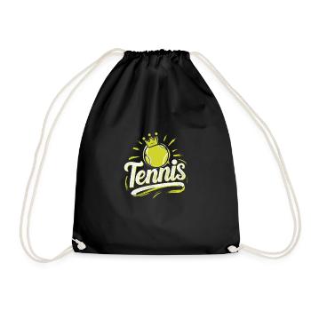 Tennis-Mann Spiel-Set-Match Geschenkidee - Turnbeutel - Schwarz - Vorne