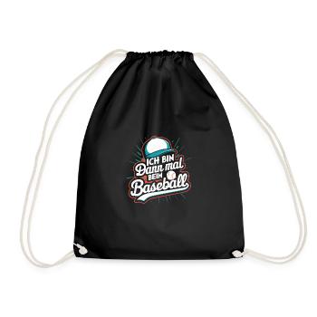 Ich bin beim Baseball Fanartikel Shirt Cap - Turnbeutel - Schwarz - Vorne