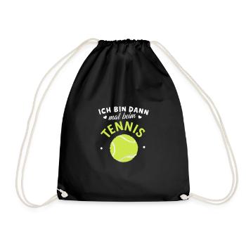 Ich bin dann mal beim Tennisball-Shirt - Turnbeutel - Schwarz - Vorne