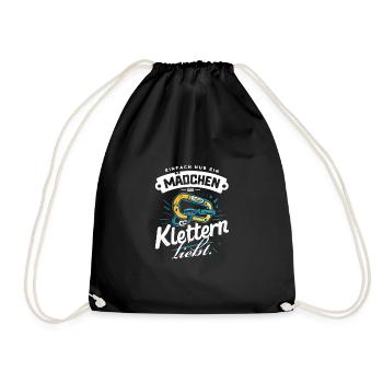 Mädchen Klettern Karabiner Liebe Wandern Geschenk - Turnbeutel - Schwarz - Vorne