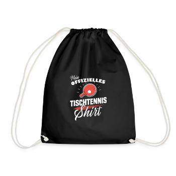 Ping-Pong-Shirt Sportler Tischtennis Fan Geschenk - Turnbeutel - Schwarz - Vorne